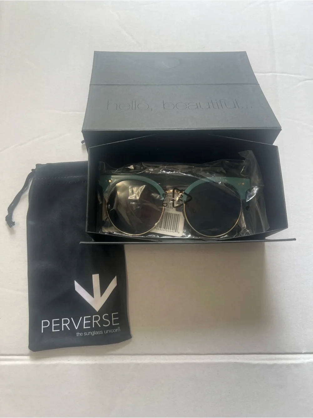 Perverse Teal Round Sunglasses with Black Lenses